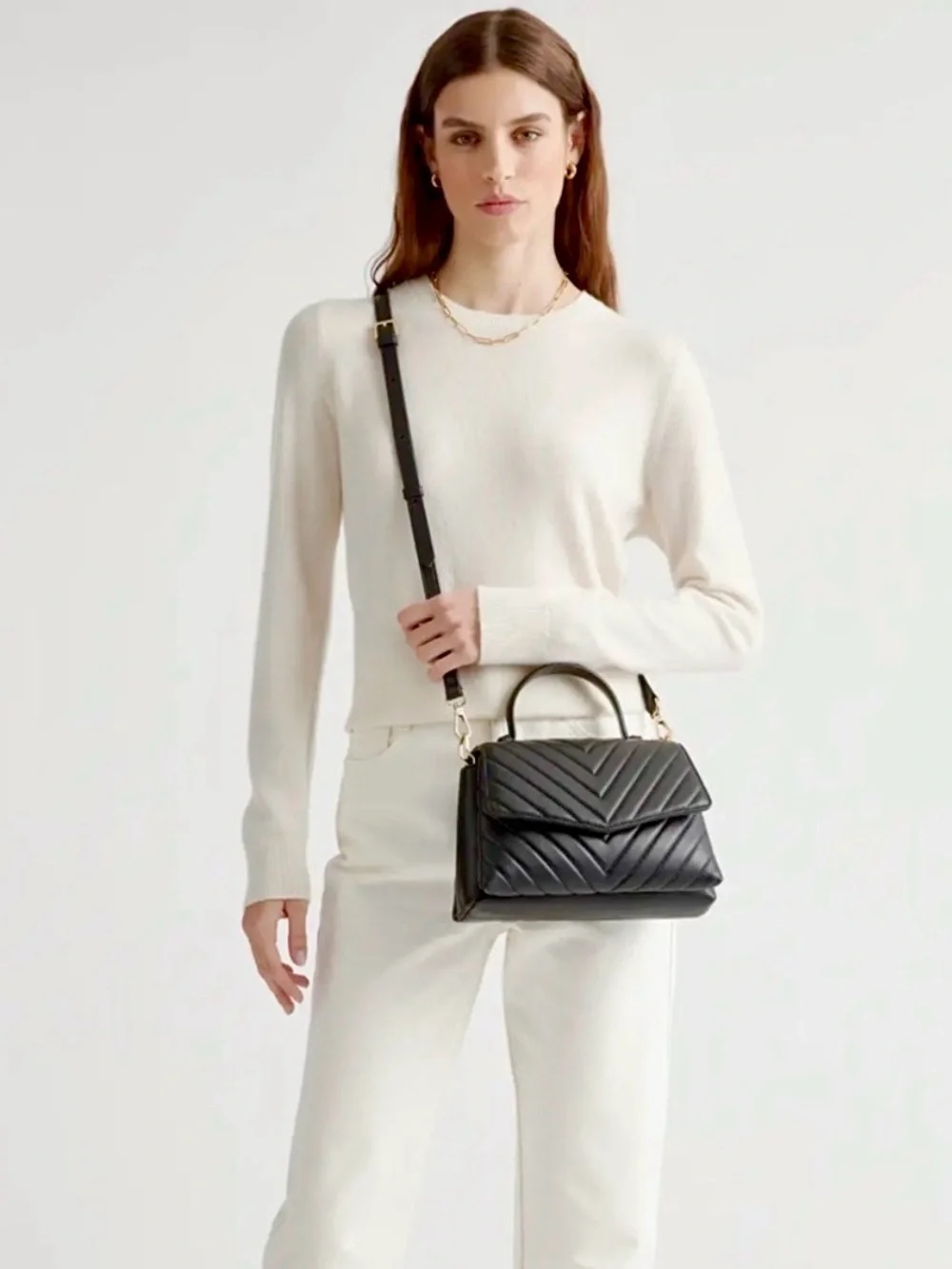Quince Italian Leather Quilted Satchel - Picture 1 of 6